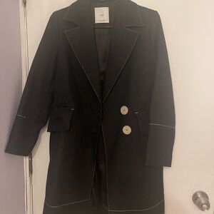 Mango Black Coat with White Stitching